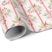 Rode Grandmillennial Kerst Wrapping Papier (Rol Hoek)