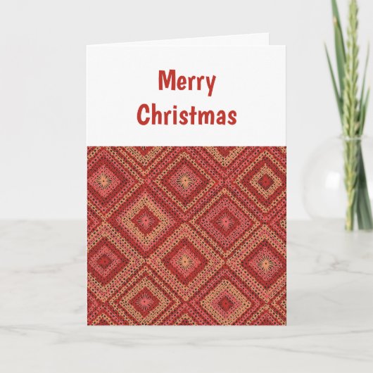 Rode Granny Squares Pattern Kerst Kaart (Voorkant)
