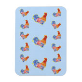Rode Grappige Haan Cockerel Blauwe en Witte Vlekke Magneet (Verticaal)