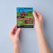 Rode grasmaaier scène, gazon zorg diensten flyer (Hand)