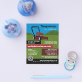 Rode grasmaaier scène, gazon zorg diensten flyer (Enkel)