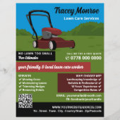 Rode grasmaaier scène, gazon zorg diensten flyer (Voorkant)