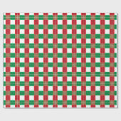 RODE GREEN GOLD WHITE CHRISTMAS PLAID PATTERNS CADEAUPAPIER (Vlak)