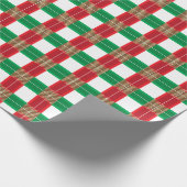 RODE GREEN GOLD WHITE CHRISTMAS PLAID PATTERNS CADEAUPAPIER (Hoek)