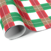 RODE GREEN GOLD WHITE CHRISTMAS PLAID PATTERNS CADEAUPAPIER (Rol Hoek)