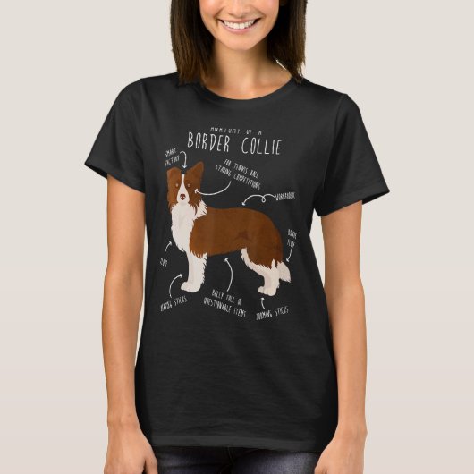 Rode Grens Collie Anatomie Cute Pet Dog Mam Pap T-shirt (Voorkant)