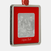 Rode Grens Foto Joyeux Noël Metalen Ornament (Rechts)
