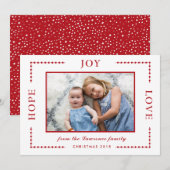 Rode grens Hoop Vreugde Liefde Kerstmis Foto Feestdagenkaart (Voorkant / Achterkant)