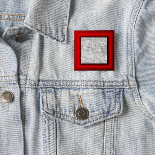 Rode grens vierkante button 5,1 cm (In situ)