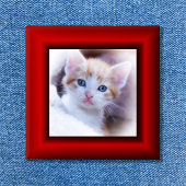 Rode grens vierkante button 5,1 cm