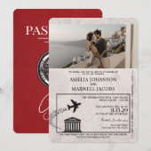 Rode Griekenland Paspoort Uitnodiging voor de brui (Voorkant / Achterkant)