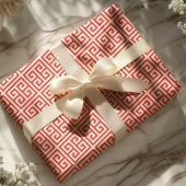 Rode Griekse Sleutel Doolhof Cadeaupapier