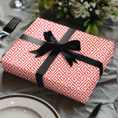 Rode Griekse Sleutel Doolhof Cadeaupapier
