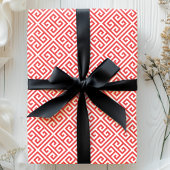 Rode Griekse Sleutel Doolhof Cadeaupapier