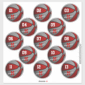 rode grijze basketbal sticker (Vel)