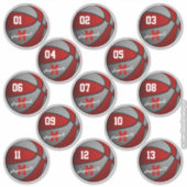 rode grijze basketbal sticker (Voorkant)