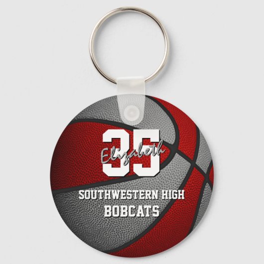 rode grijze basketbalkleuren sleutelhanger (Voorkant)