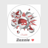 Rode Grijze Basketballen Sterren Meisjes Jersey Nu Sticker (Vel)