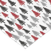 Rode Grijze Bosbomen op Wit Winterpatroon Korte Tafelloper (Hoek)