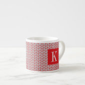 RODE GRIJZE BREI Espresso Cup + Initiaal II Kop (Voorkant rechts)