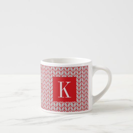 RODE GRIJZE BREI Espresso Cup + Initiaal II Kop (Rechts)