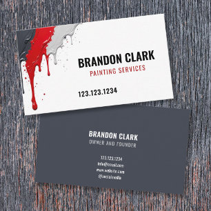 Rode Grijze Drip Hoek Spat Painting Services Visitekaartje