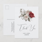 Rode grijze en crèmekleurige boho-bloemenboeket be briefkaart (Voorkant / Achterkant)