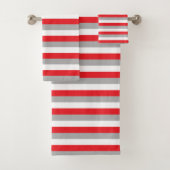 Rode, grijze en witte strepen bad handdoek (Insitu)