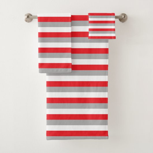 Rode, grijze en witte strepen bad handdoek (Insitu)
