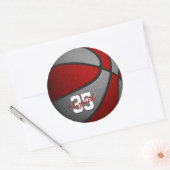 rode grijze jongens basketbalteam kleuren ronde sticker (Envelop)