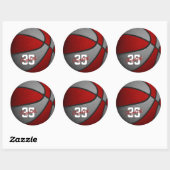 rode grijze jongens basketbalteam kleuren ronde sticker (Vel)