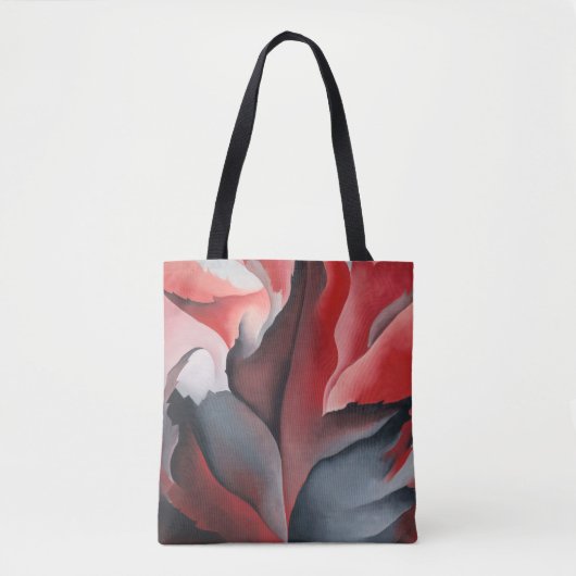 Rode grijze maple leaf abstract Georgia O'Keeffe Tote Bag (Voorkant)
