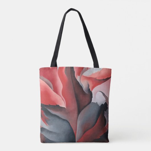 Rode grijze maple leaf abstract Georgia O'Keeffe Tote Bag (Achterkant)