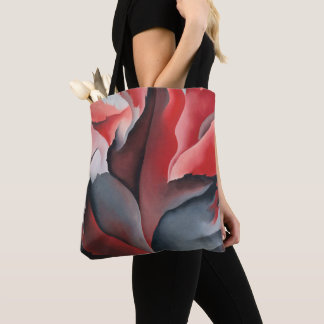 Rode grijze maple leaf abstract Georgia O'Keeffe Tote Bag
