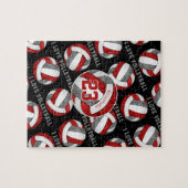 Rode grijze meisjes Ik hou van volleybal gepersona Legpuzzel (Horizontaal)