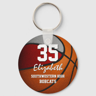 Rode grijze school kleuren jongens basketbal sleutelhanger