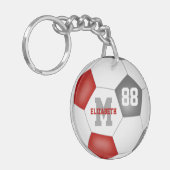 rode grijze school kleuren jongens voetbal sleutelhanger (Voorkant Links)