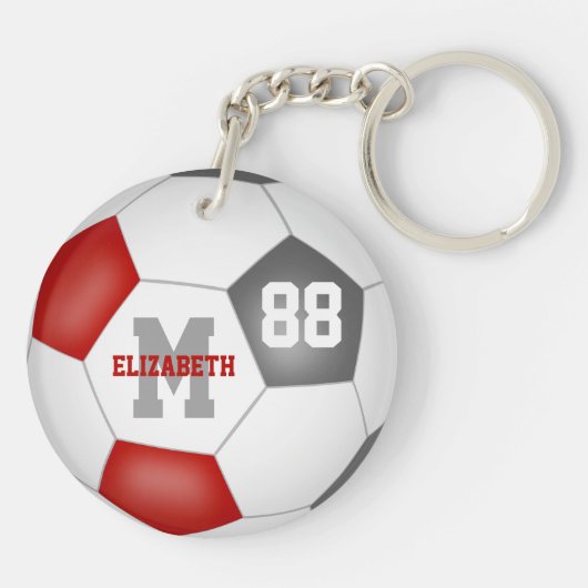 rode grijze school kleuren jongens voetbal sleutelhanger (Achterkant)