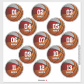 rode grijze set van 13 basketbal kinder teamcadeau sticker (Vel)