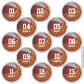 rode grijze set van 13 basketbal kinder teamcadeau sticker (Voorkant)