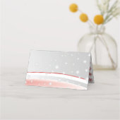 Rode, grijze sneeuwvlok winter bruiloft gevouwen e plaatskaartje (Achterkant)