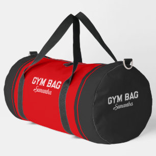 Rode & Grijze Sporttypografie Gymtas Met Eigen Naa Plunjezak