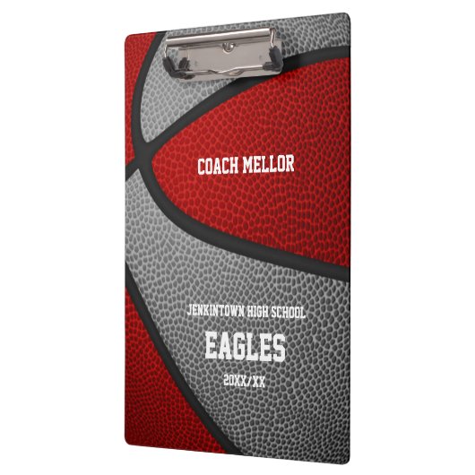 rode grijze teamkleuren basketbalcoach klembord (Links)