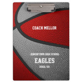 rode grijze teamkleuren basketbalcoach klembord (Voorkant)