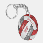 rode grijze teamkleuren gepersonaliseerd volleybal sleutelhanger (Voorkant Links)