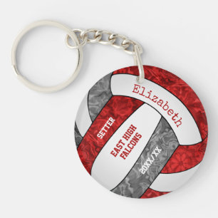 rode grijze teamkleuren gepersonaliseerd volleybal sleutelhanger