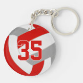 rode grijze teamkleuren gepersonaliseerd volleybal sleutelhanger (Achterkant)