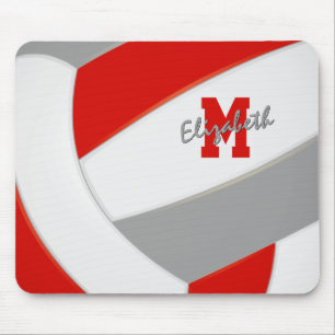 Rode grijze teamkleuren gepersonaliseerde volleyba muismat
