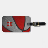 rode grijze teamkleuren monogrammen basketbal bagagelabel (Voorkant horizontaal)