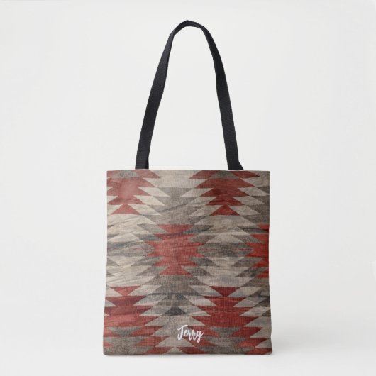 Rode & Grijze Textuur Native American Tote Bag (Voorkant)